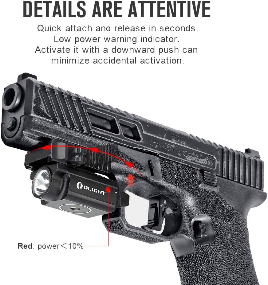 OLIGHT PL-Mini 2 Valkyrie 600 Lumens Magnetic USB Rechargeable Compact Weaponlight with Adjustable Rail, High Performance CW LED Tactical Flashlight with Built-in Battery (Black): Sports & Outdoors