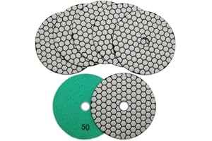 SHDIATOOL 5 Inch Dry Diamond polishing Pads Grit 50 for Granite Marble Quartz(7-Pack)