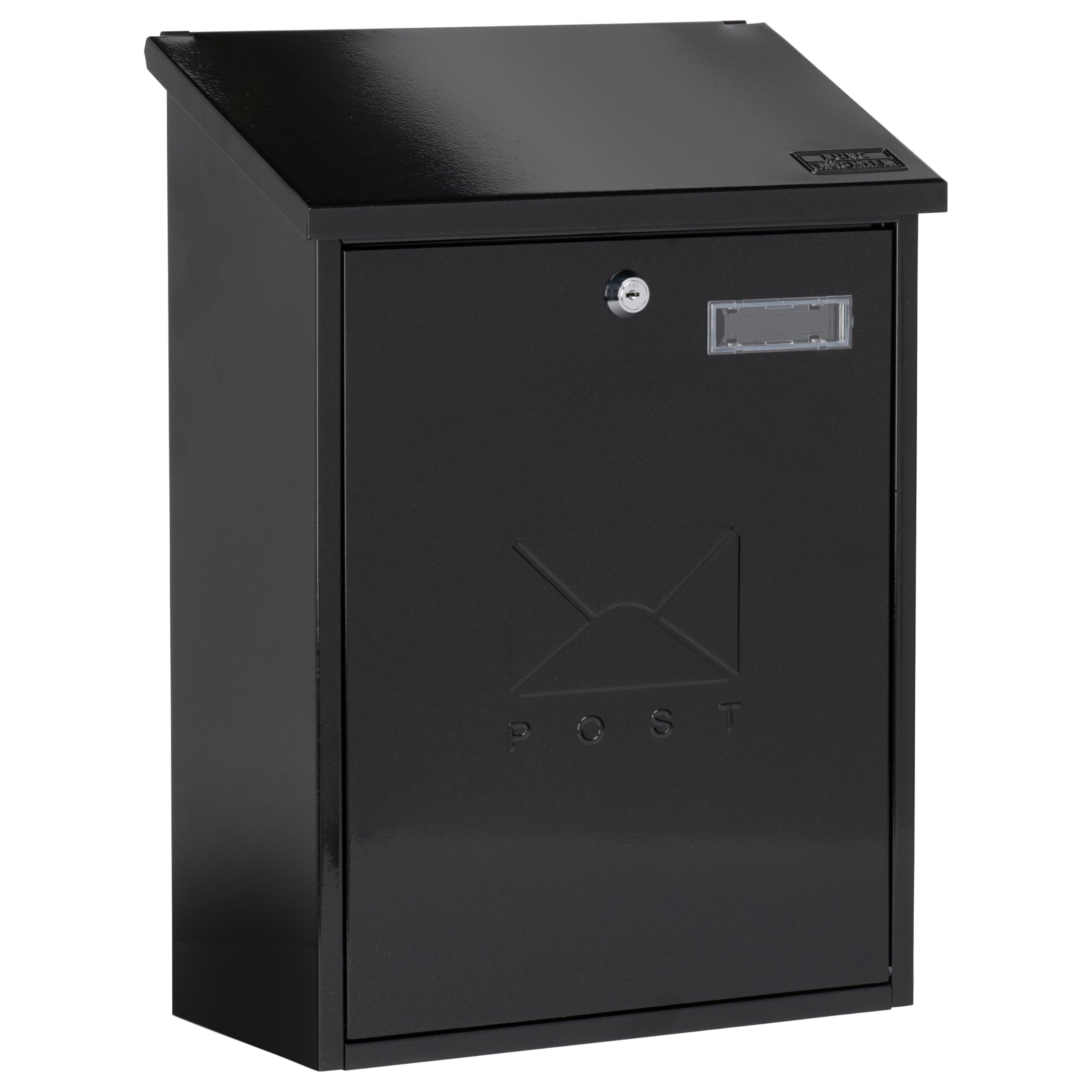 Burg-Wachter MB04BK Black Grand Wall Mounted Galvanised Steel Lockable Weatherproof Post Box - 33x45x15cm — image 1