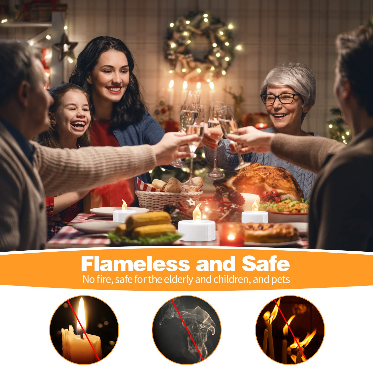 KOABY 12 Pack LED Tea Lights, Flickering Warm White Lights, Battery Operated