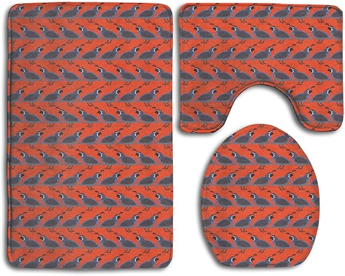 Quail Birds - Alfombrilla para baño, paquete de 3, alfombra de baño