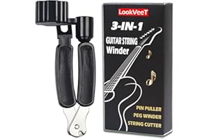LOOKVEET Guitar String Winder, Cutter and Bridge Pin Puller 3-in-1 Tool For Acoustic and Electric Guitars