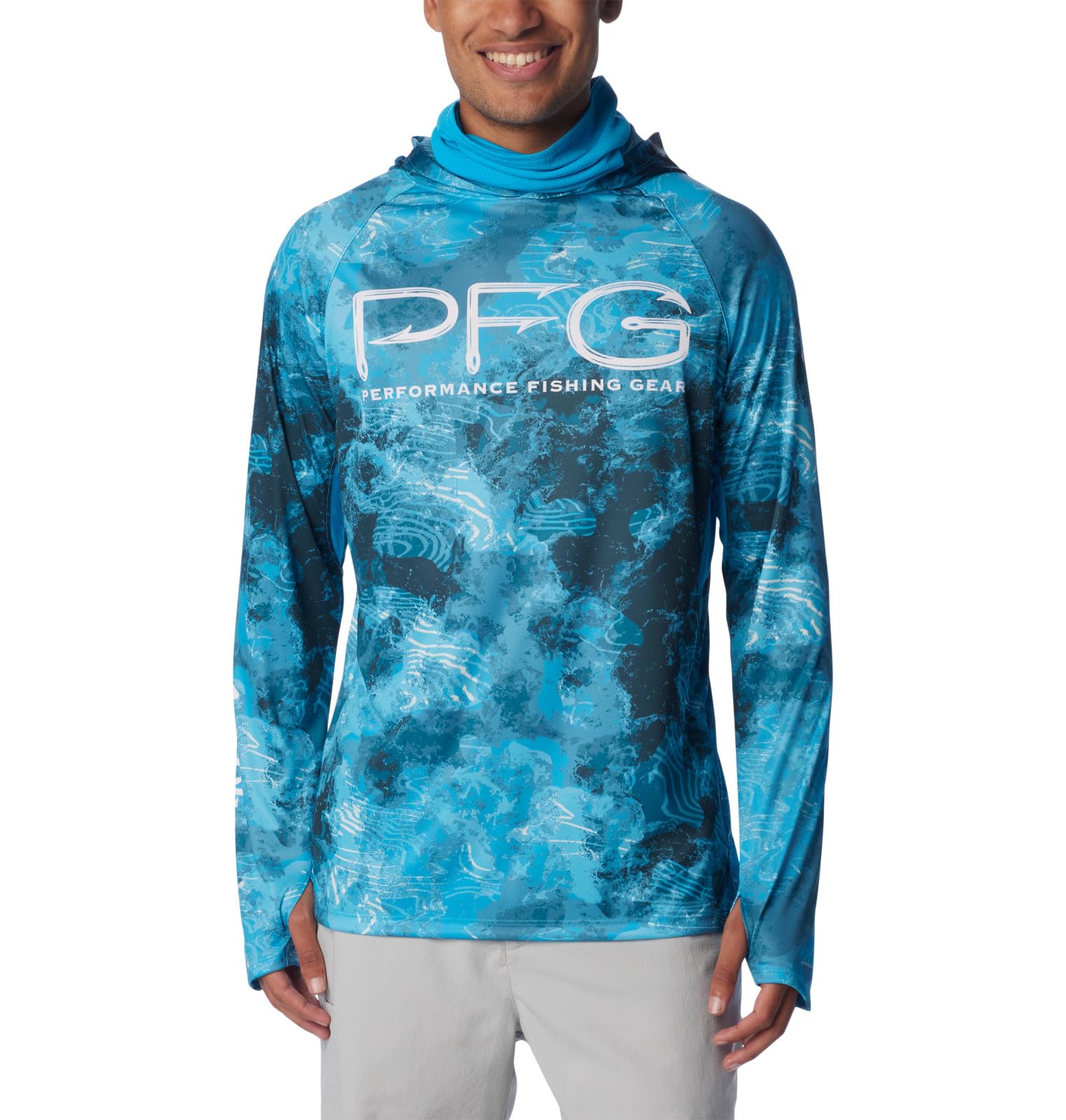 Columbia Men’s Super Terminal Tackle Vent Hoodie, Ocean Blue Deepwaters Camo, X-Small