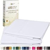 California Design Den King Size Pillowcase Set - 400 Thread Count, 100% Cotton Sateen, Set of 2 Pillow Covers, Soft and Breathable - Bright White