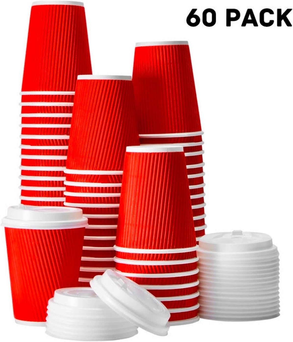 FarSmart Disposable Hot Paper Coffee Cups With Lids To Go 12 Oz