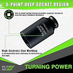 SUNHZMCKP 1/2” Drive Deep Impact Socket, Metric