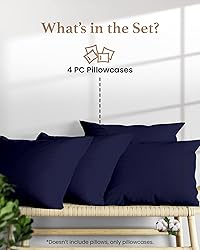 1000 TC Navy Blue Standard Pillowcases Set of 4