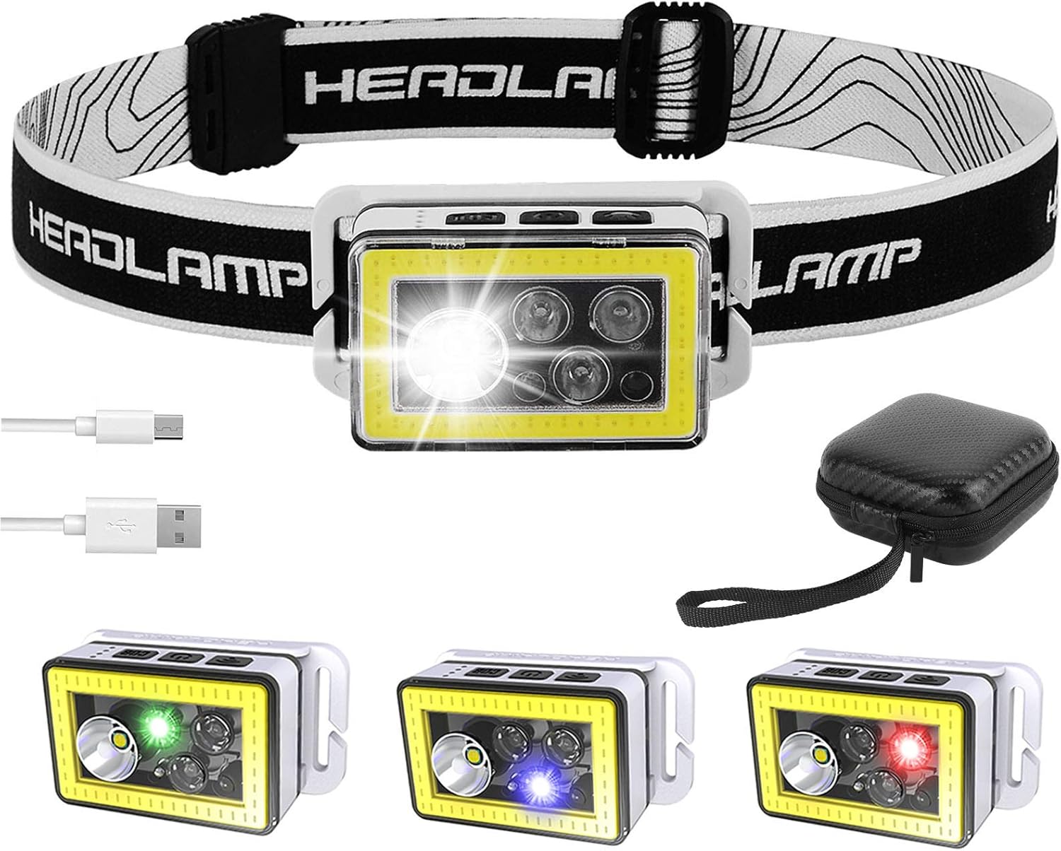 HIKEOUT Headlamp Flashlight Super Bright Rechargeable Headlamp with 4 Colors Light, Adsorbable and Hangable Headlight, Waterproof Motion Sensor Headlamp, 10 Modes for Outdoor Camping Hiking Cycling : Sports & Outdoors
