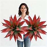 ENALGRE Artificial Agave Faux Agave Fake Greenery Outdoor Artificial Plants Fake Plants 28" for Indoor Home Decor Plastic Plants Outdoor Decor Front Porch Decor Simulation Plants(Red) 2pcs No Vase