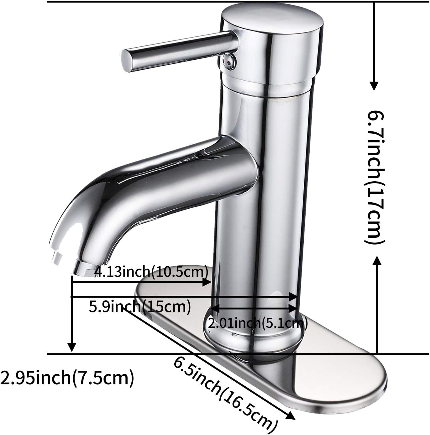 Greenspring Chrome Bathroom Faucet Sink Single Handle Lavatory Vanity Basin Mixer Tap One Hole Supply Line Long Spout Lead-Free - - 