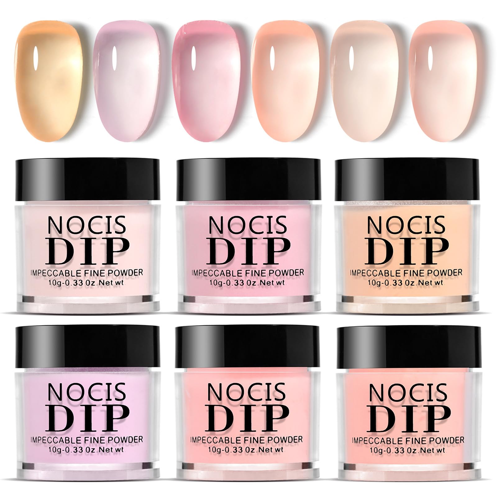 Milky Jelly Nail Dipping Powder Set - 6 Translucent Nude Pink Colors - No Lamp Needed - DIY French Manicure Kit