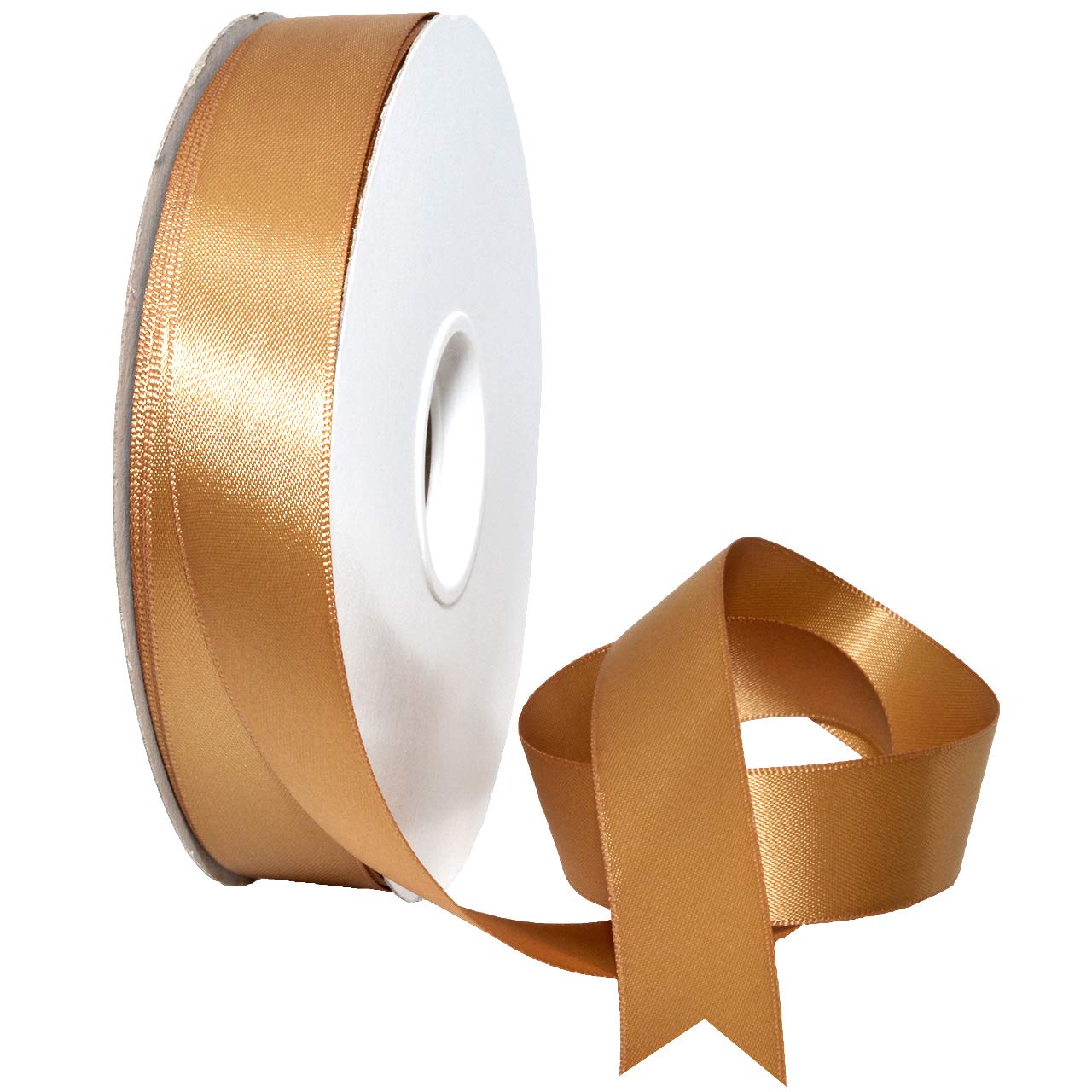 Morex Ribbon Double Face Satin Ribbon 7/8" X 50 YD Pale Gold Ribbon for Gift Wrapping, Birthday Gift Cards, Satin Dress for Women, Silk Ribbons for Crafts, Wedding Gifts for Couple