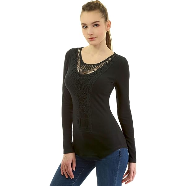 AmélieBoutik Women Floral Lace Inset Lace Up Ribbed Long