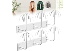 MEEMENG Wig Holder for Multiple Wigs,Sturdy Hanging Wig Storage Organizer, Wall Mounted Wig Hanger Rack, 6 Pcs Wig Stand for Wigs Drying, Styling, Display, Wig Keeper/Storage Solution-Preserving Wig Shape