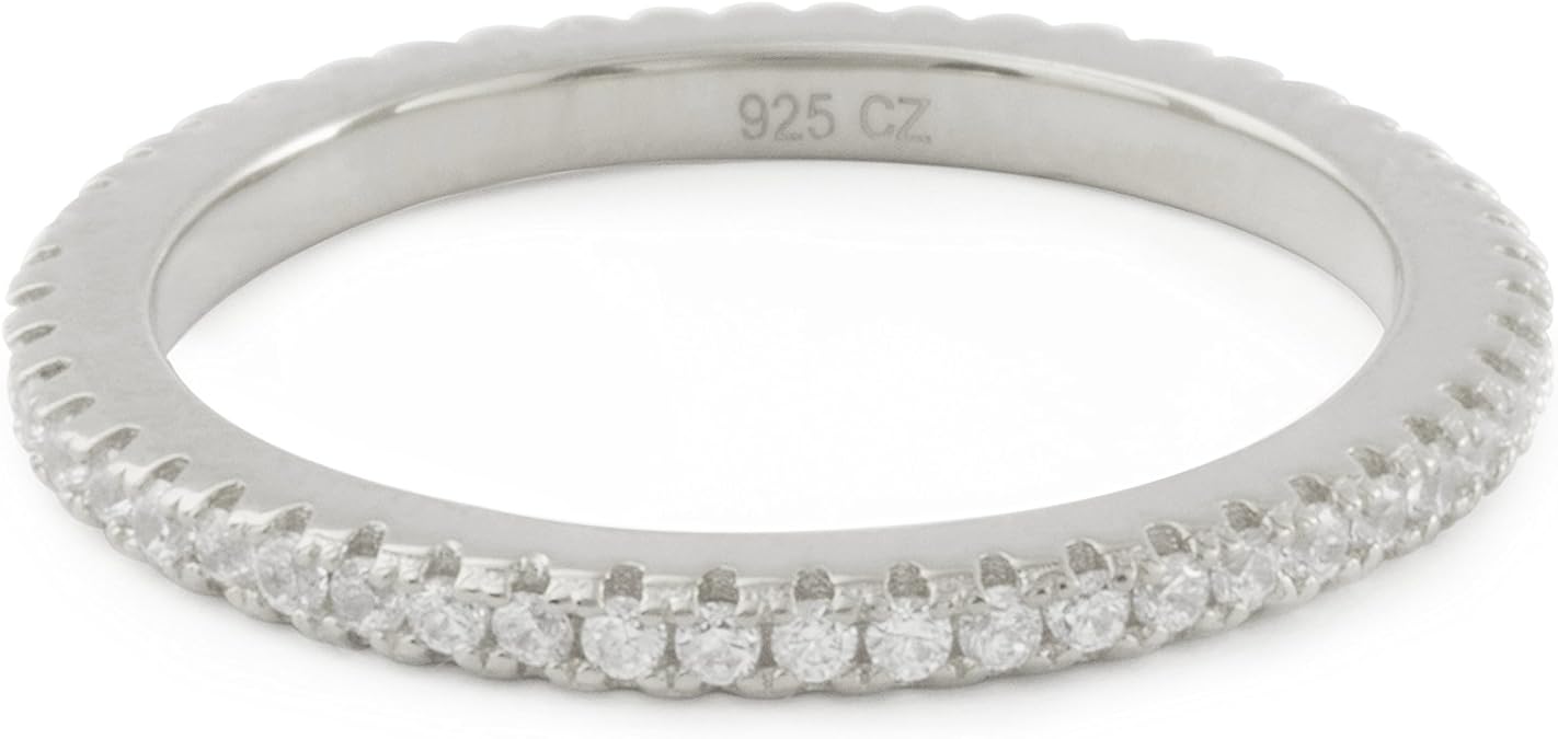 Plata de Ley 925 oro placa fina Eternity CZ Cubic Zirconia crystal Midi Chic anillo de Plata de Ley 925 oro placa fina Eternity CZ Cubic Zirconia crystal Midi Chic anillo de