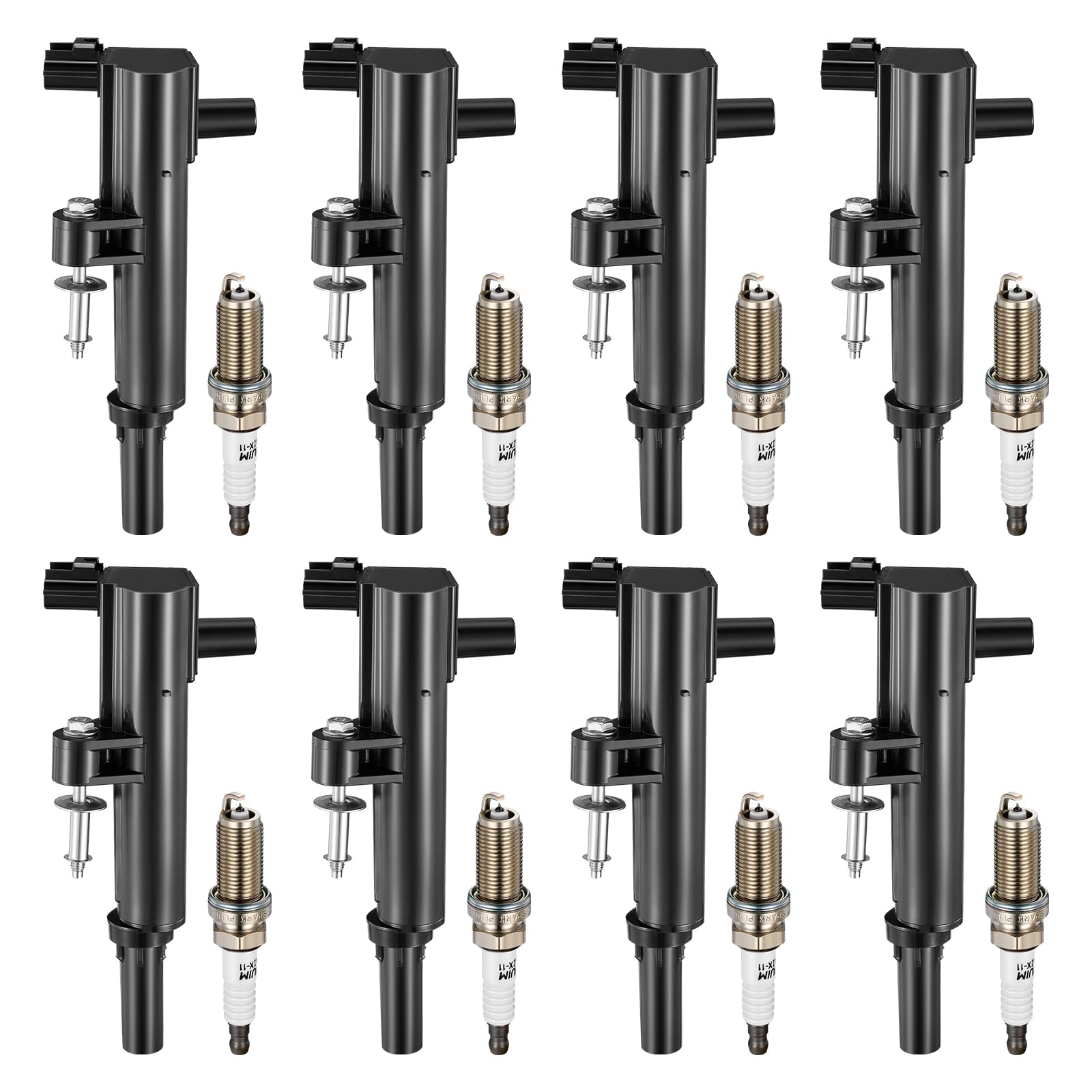 BDFHYK Ignition Coil Pack UF601 and Iridium Spark Plugs 4469 Compatible with Jeep 08-09 Commander Grand Cherokee, Compatible with Dodge 08-10 Ram 1500 Dakota Durango 4.7L V8 5149049AB XP5325,Set of 8 Image