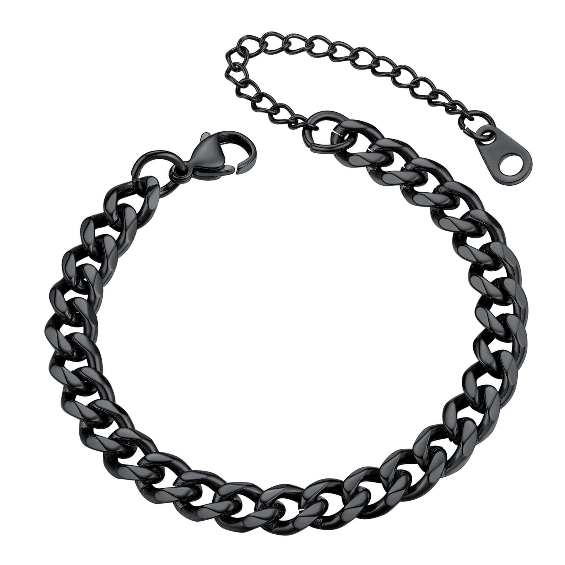 U7 Stainless Steel Bracelet Men Black Cuban Link Hand Chain Bralet Mens Jewellery