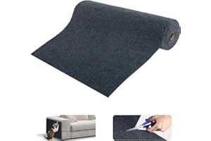 Uranshin Cat Scratch Mat,Trimmable Self-Adhesive Cat Scratch Furniture Protector Cat Scratching Post Carpet Covered 78.7"x15.8" Cat Couch Protector from Cat Claws (Dark Grey)