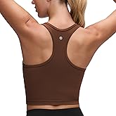 CRZ YOGA Butterluxe Racerback Crop Tank Tops for Women - Padded Y-Back Longline Sports Bras Scoop Neck Workout Yoga