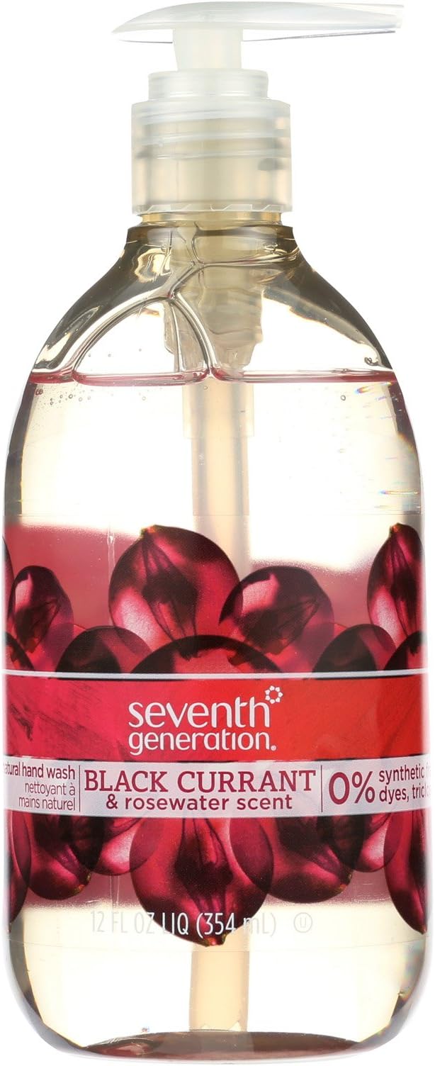 Seventh Generation Natural Hand Wash, Black Currant & Rosewater, 12 oz Pump Bottle, 8/Carton