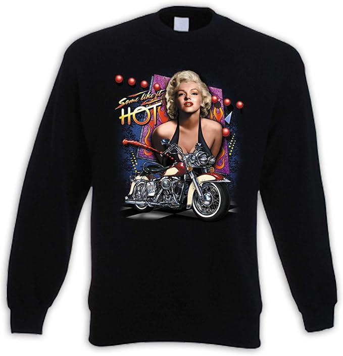 Biker Jumper Marilyn Monroe Bike Pinup Chopper Bobber USA Motorcycle - Black - XX-Large: Amazon 