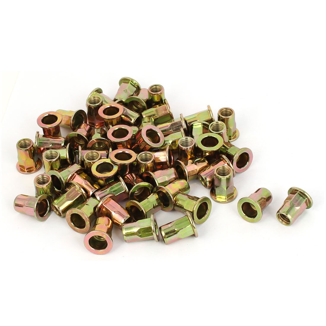 Sourcingmap M8 x 19mm Flat Head Half Hex Body Insert Blind Rivet Nut Fastener 50pcs