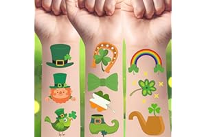 BACKTOPEIA St Patricks Temporary Tattoos St Patricks Day Decorations St Patricks Party Favors Supplies Saint Patricks Day Face Stickers Gifts St Patricks Accessories Irish St Paddys Days 4 Sheets - 50Pcs