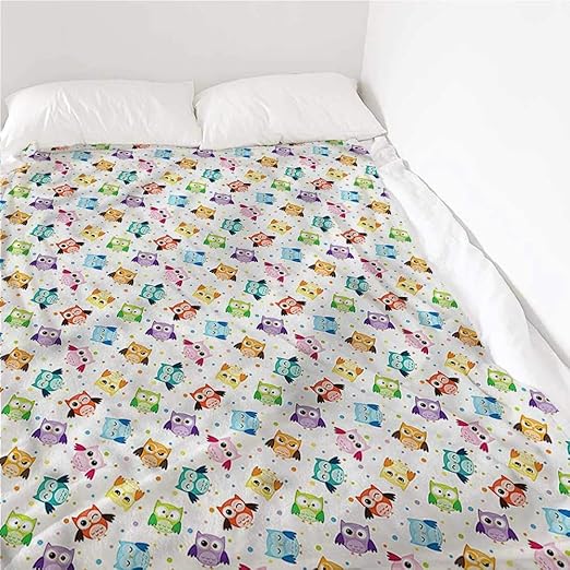 Blanket Owls, Cute Characters and Dots Lightweight Warm Blankets to