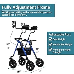 ELENKER Upright Rollator Walker, Stand Up Rolling