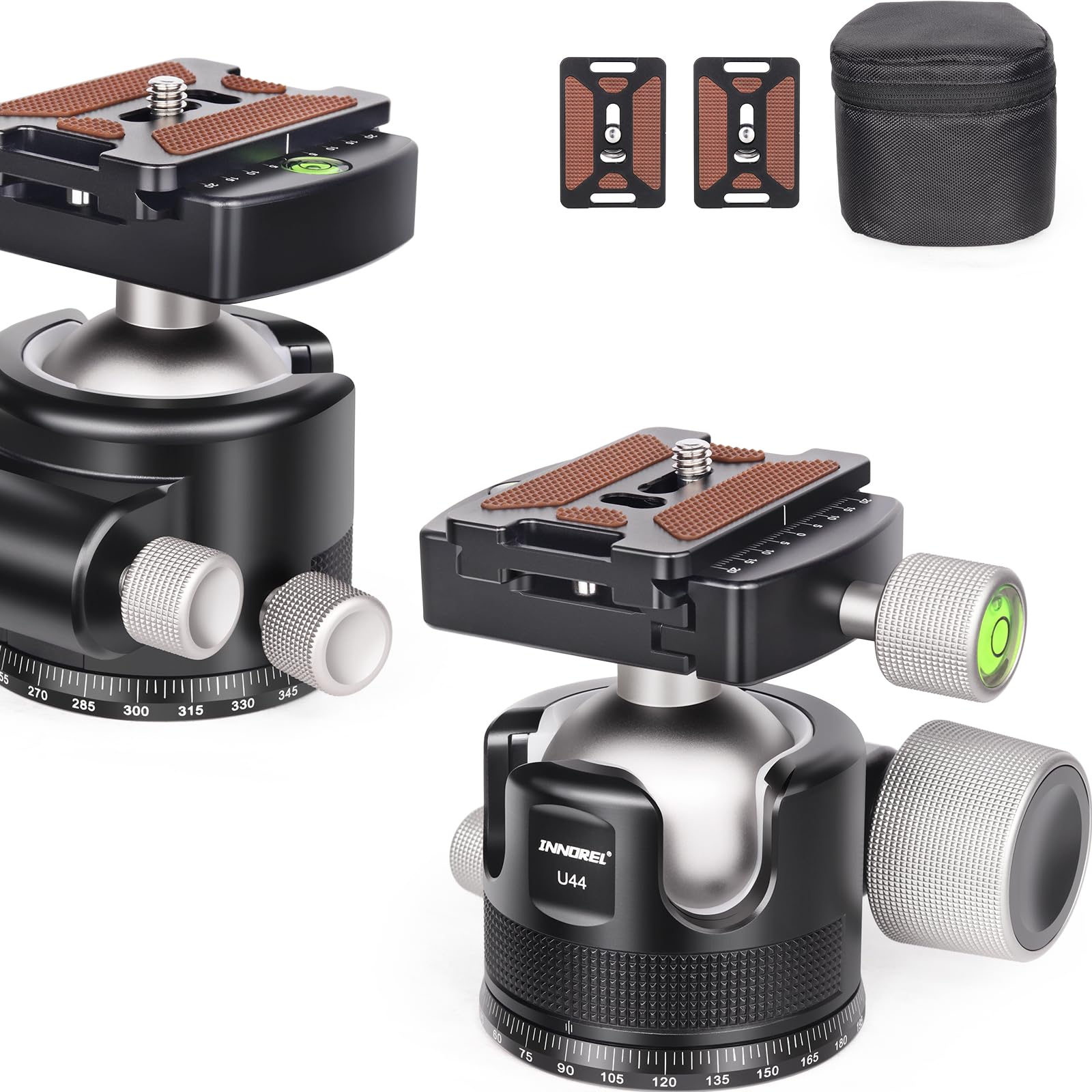 INNOREL 44mm Low Profile Camera Tripod Ball Head, CNC Metal Heavy Duty 360 Panoramic Tripod Head Compatible with Arca 1/4" Quick Release Plate for Tripod Monopod DSLR Camera Camcorder, 55lbs/25kg