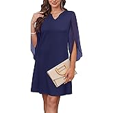 RUMIA Cocktail Dresses for Women Chiffon Sleeve Wedding Guest Dress (XS-3XL)
