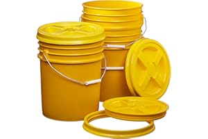 Consolidated Plastics 5 Gallon Yellow Food Grade Buckets + Gamma Seal Lids, BPA Free Container Storage, Durable HDPE Pails, Made in USA (3 Pack)