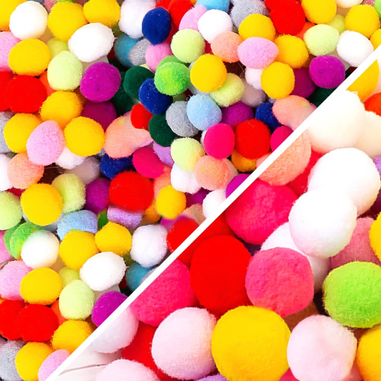 ZWZNBL 600PCS Pom Crafts, 8mm and 25mm Making Cheerleading Balls for Crafts Making, Hobby Supplies DIY Creative Various Mixed Color, Soft Fluffy Children's Art Mini Poms