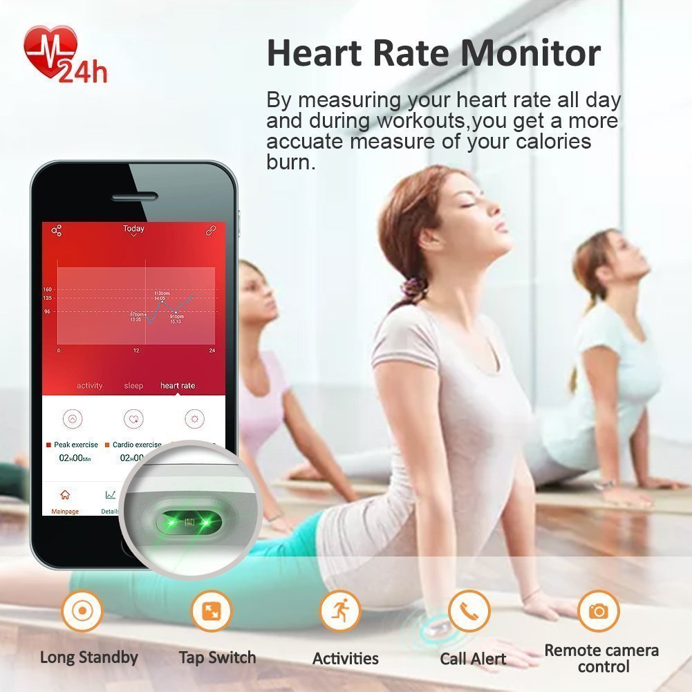 EFOSHM Fitness Tracker Bracelet Connecté Intelligent de sport avec podomètre des Activités Moniteur de Fréquence Cardiaque, Moniteur de Calorie, Montre Intelligent Imperméable Ip67 Bluetooth, Compatible avec iPhone Téléphones Mobiles Androi