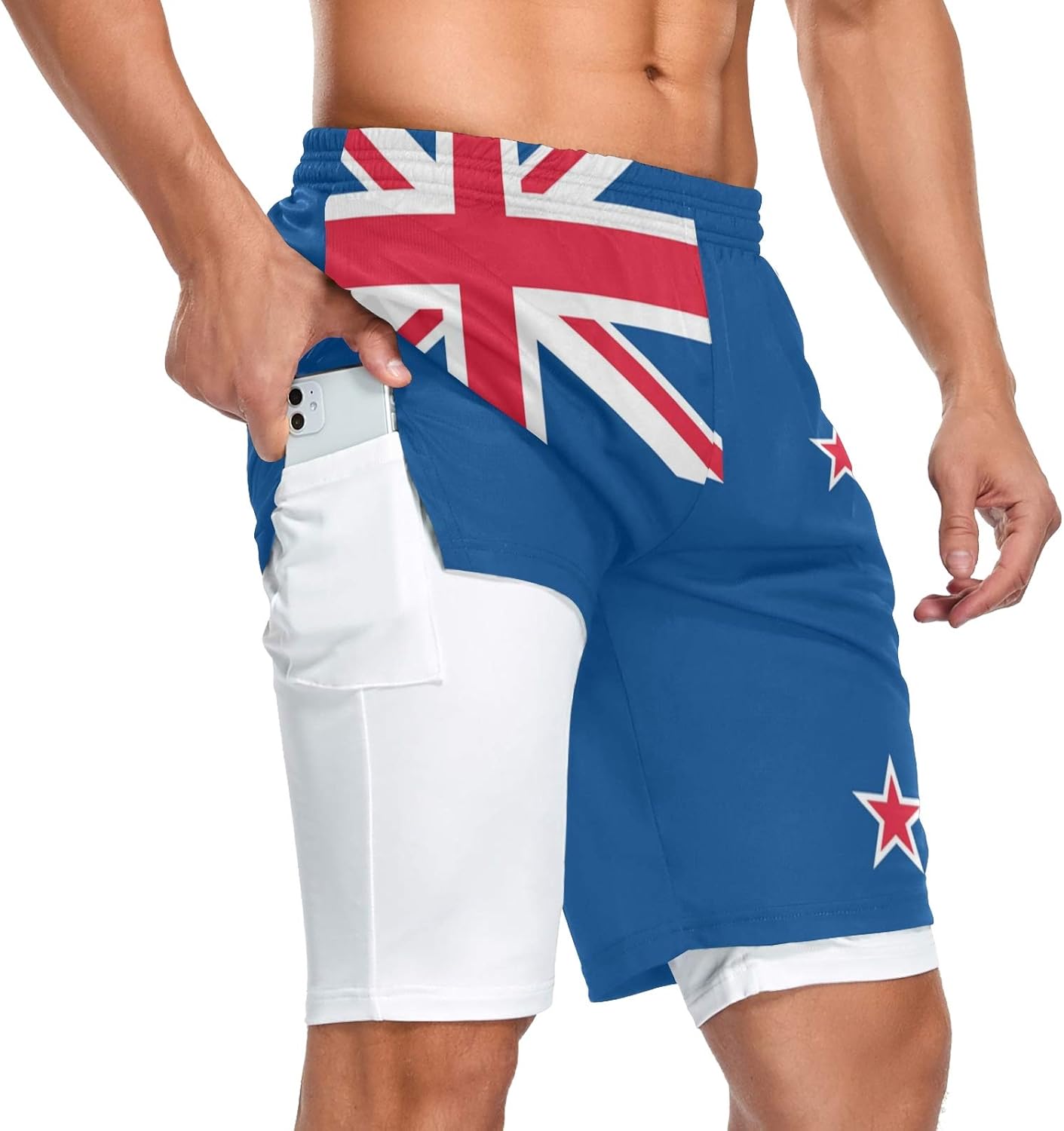 New Zealand Flag Men's 2 in 1 Workout Running Athletic Shorts Sport