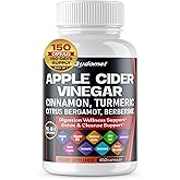 GUDOMET Apple Cider Vinegar Ceylon Cinnamon Turmeric Odorless Garlic Olive Leaf Artichoke Black Pepper -150 Capsules