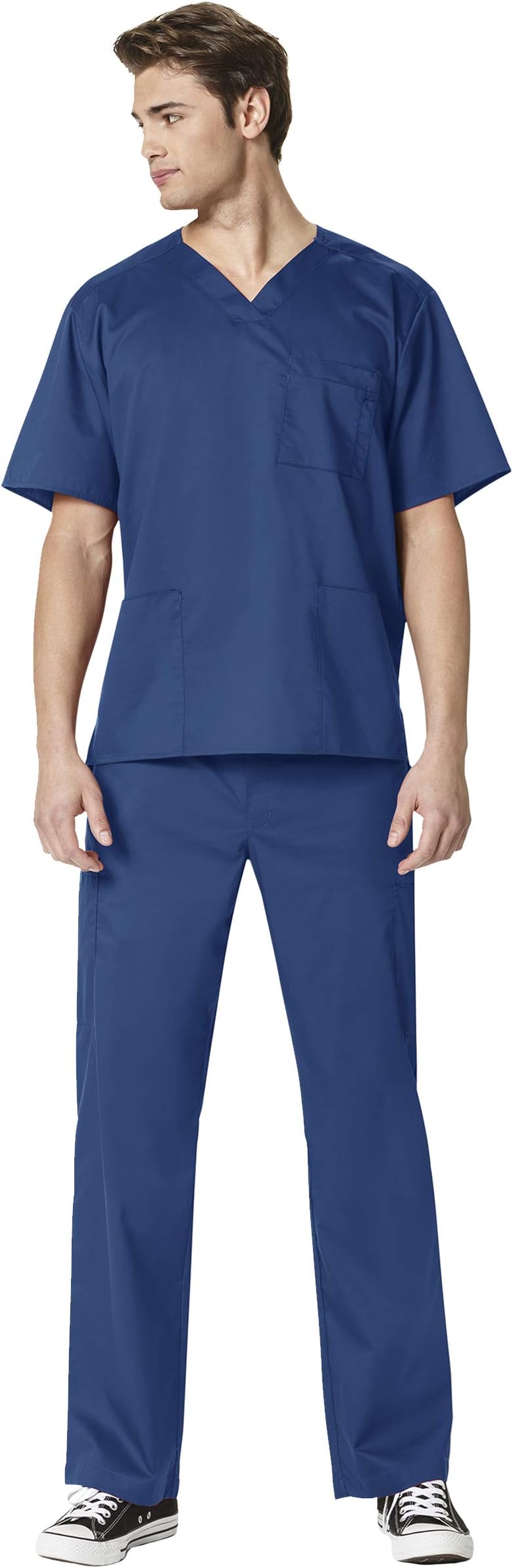 WonderWork Men's V-Neck Scrub Top 103 and Pant 503 Medical Uniforms Scrub Set