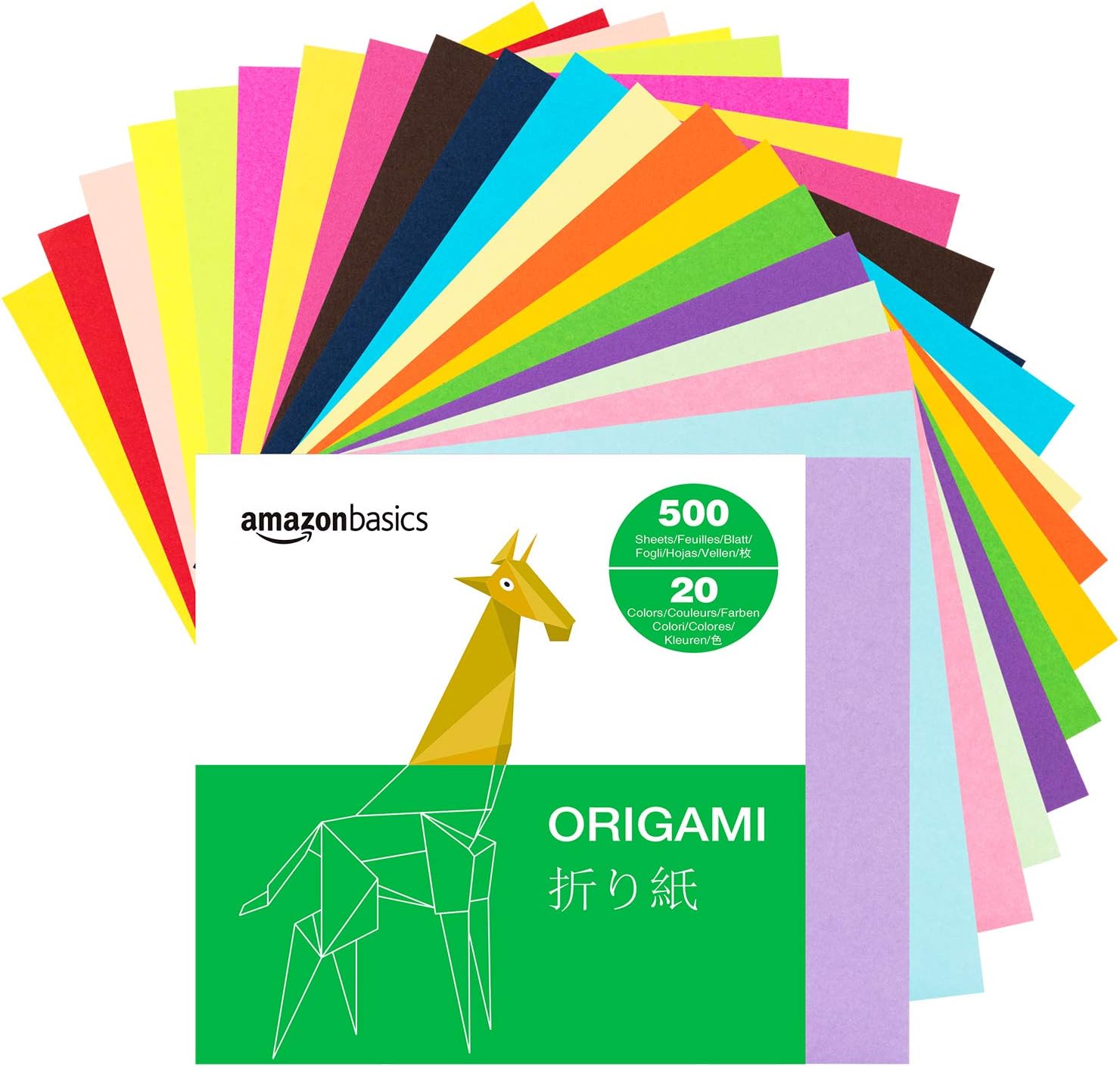 Basics Origami Paper, Assorted Colors, 500 Sheets: Office Products