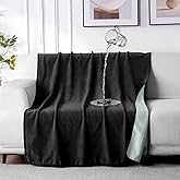 QiyI Waterproof Blanket for Bed Couch Sofa, Small Washable Reversible & Reusable Pet Dog Cat Throw Blanket, Leakproof Stain Resistant Sofa Cover, 40"x60", Black/Light Grey