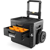 ToughBuilt StackTech 3 Drawer Rolling Locking Tool Box, 240 lb Capacity | Heavy-Duty Portable Tool Chest &amp; Storage Organizer with Dividers &amp; Auto-Latching Drawer, Stacks with StackTech System