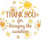 First Trip Around The Sun Thank You Stickers - Sun Themed 1st Birthday Sunshine Party Favors Labels - 40 Count, Decorations for Baby Boy or Girl Turning One