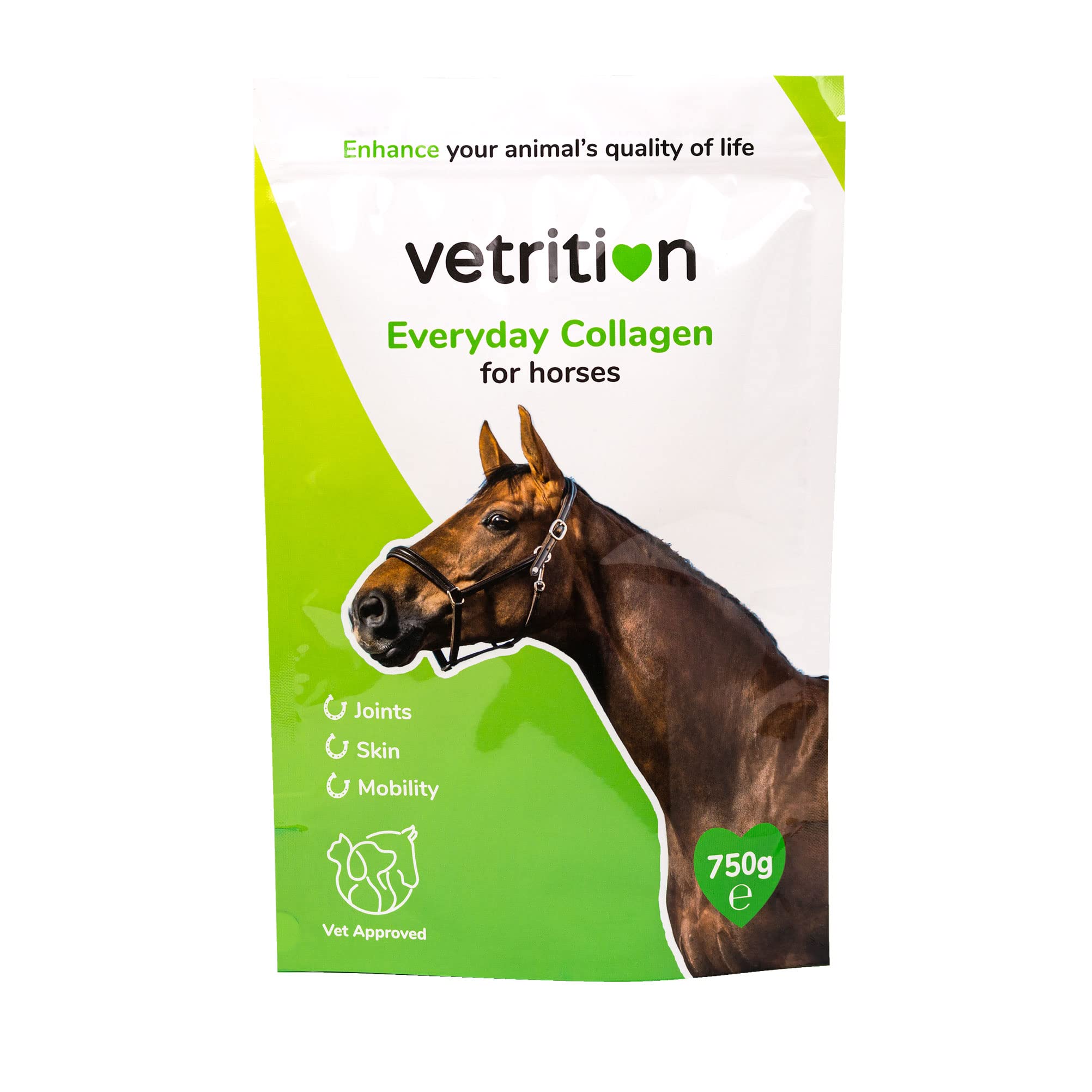 Vetrition Everyday Collagen Powder for Horses, Bioactive Equine Collagen Peptide Powder, Vet Approved Horse Advanced Joint Supplement for Mobility, Skin & Muscle, All Breeds and Ages (750g)