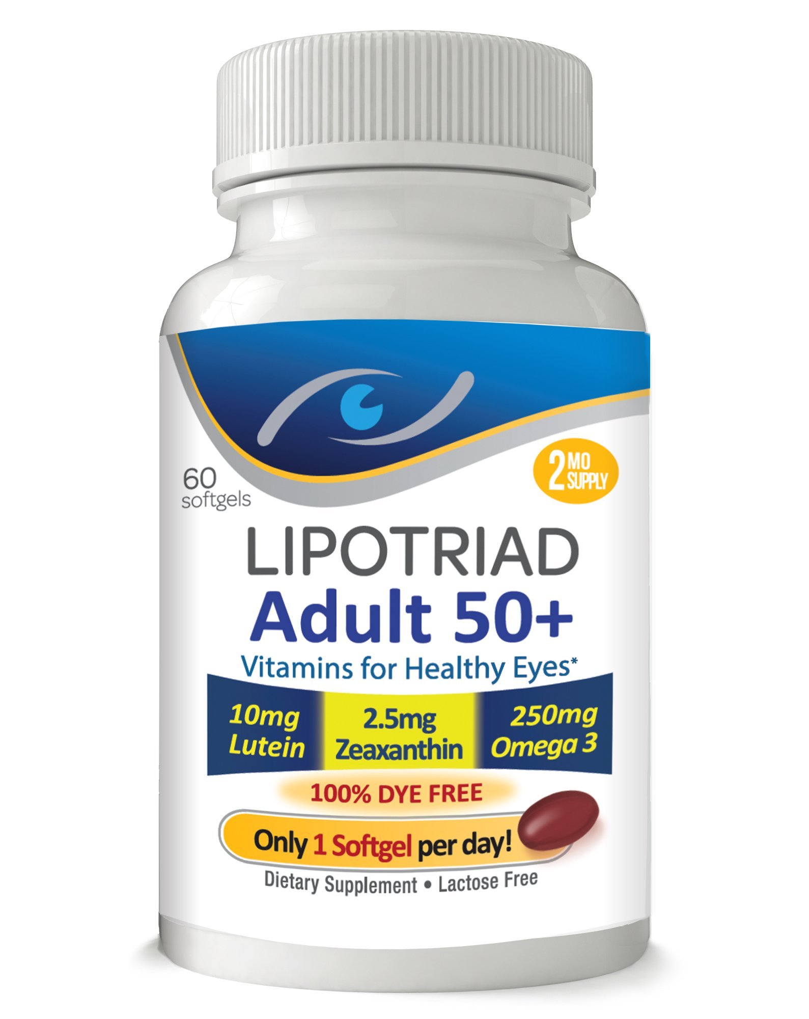 Lipotriad Adult 50+ Eye Vitamin and Mineral Supplement w/10mg Lutein