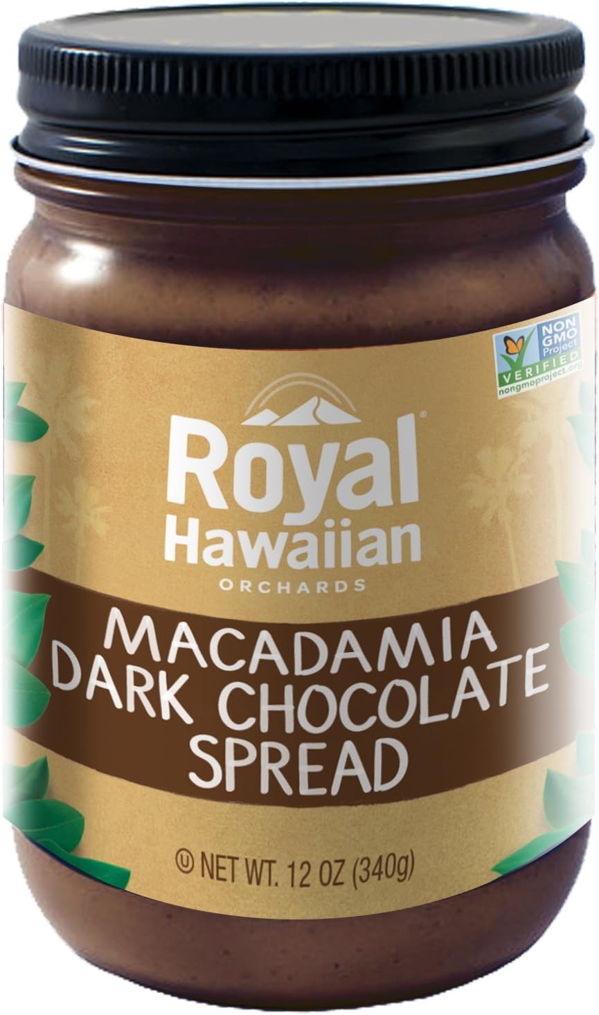Royal Hawaiian Orchards, Macadamia Dark Chocolate Spread, Net Wt 12 oz, live long, live well, live aloha