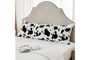 SOCHOW Body Pillow Cover 21x54 Inches, Super Soft and Cozy Cow Print Fleece Long Body Pillowcase with Zipper Closure,1 Pack, Black/White