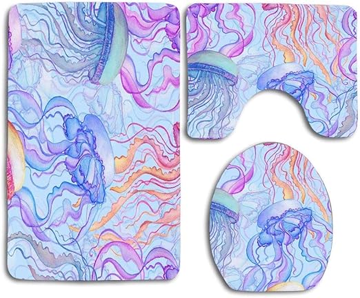 Acuarela colorida Medusa en azul profundo Animales Fauna silvestre Rosa