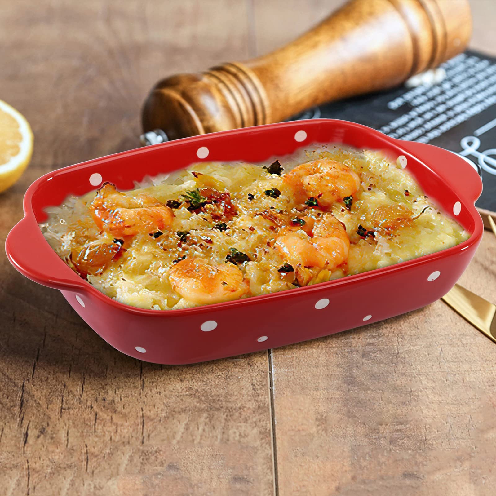 AVLA Set of 4 Ceramic Small Casserole Dishes, 7