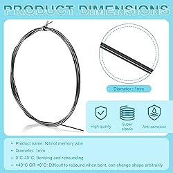 2 Pcs 5 Feet Shape Memory Nitinol Wire 1.0 mm