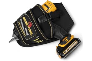 MagnoGrip Pro Drill Holster – Left and Right Handed Design, 1680D Ballistic Polyester, Magnetic Storage for Drill Bits, Adjustable Strap for Secure Drill Hold, 8 Slots for Fasteners - Black.