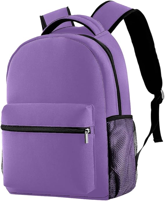 Pure Purple Color Backpack for Boys&Girls Lightweight Student School
